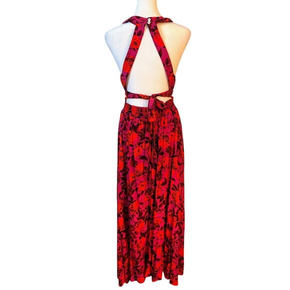 Able The Label by Anthropologie Floral Halter Backless Maxi Dress Size Small - Picture 4 of 8